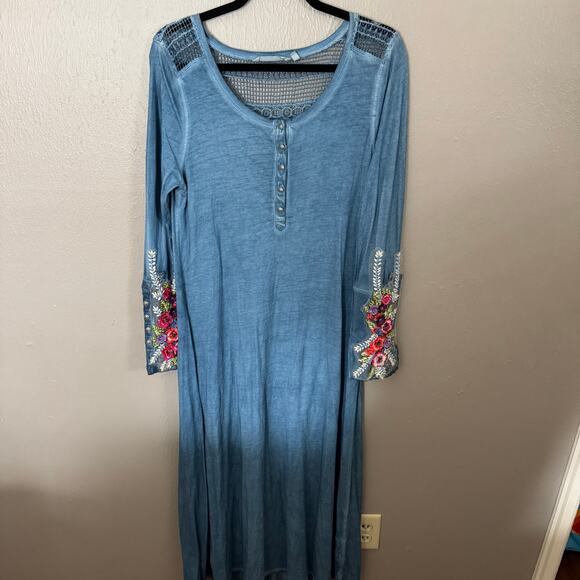 Soft Surroundings AVA Maxi Size Medium Dress Beaded EMBROIDERED Crochet - Picture 2 of 12